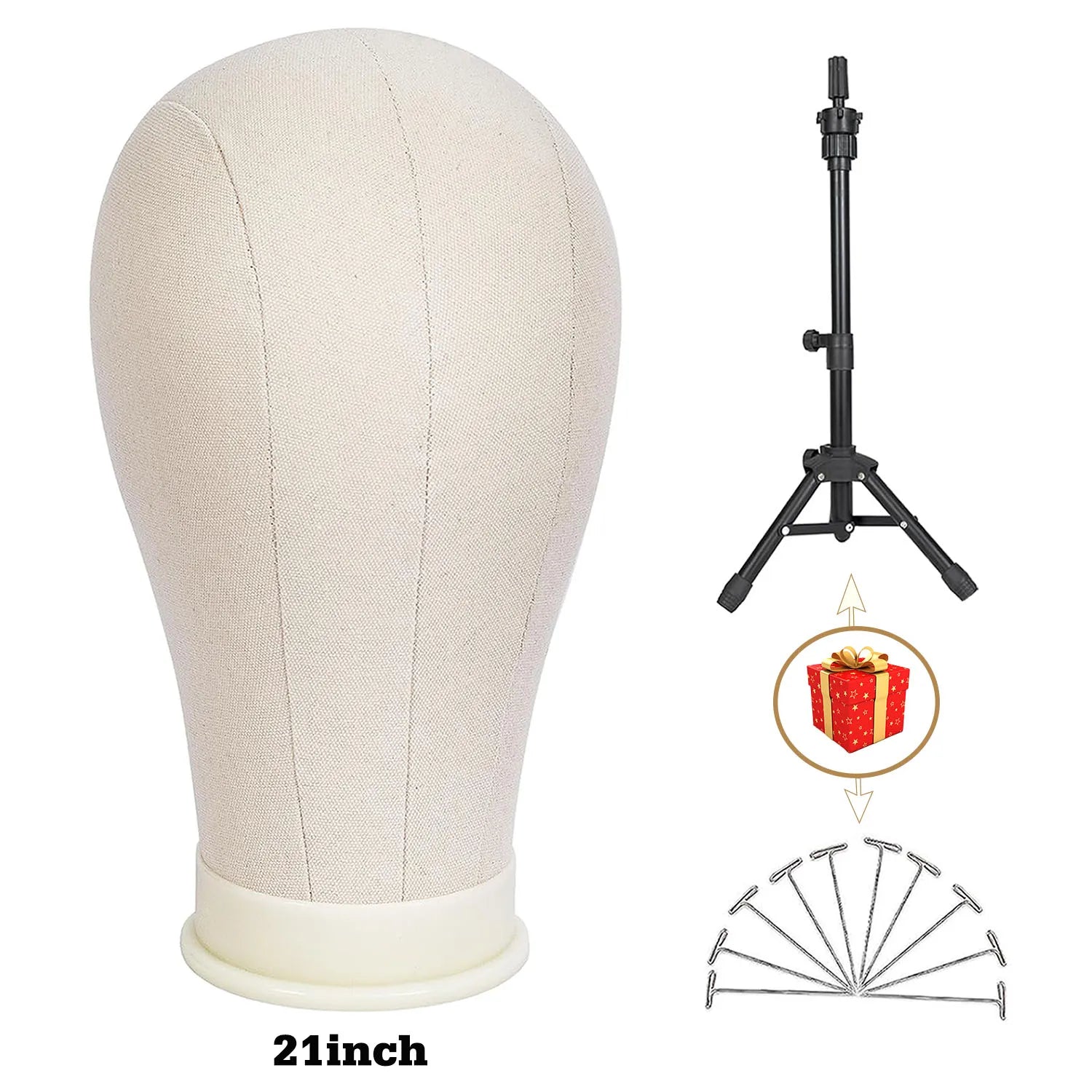 21inch 23inch Wig Head Mannequin Head with Wig Stand ,Manikin Canvas Head for Wigs Making Display with pins