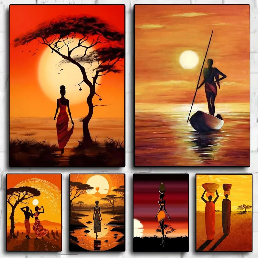 Abstract Painting African Living Poster HD art sticky wall waterproof home living room bedroom bar aesthetic decoration